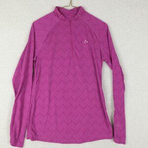 Paradox Sweater Womens Medium Pink Merino Blend Quarter Zip Athletic Lightweight